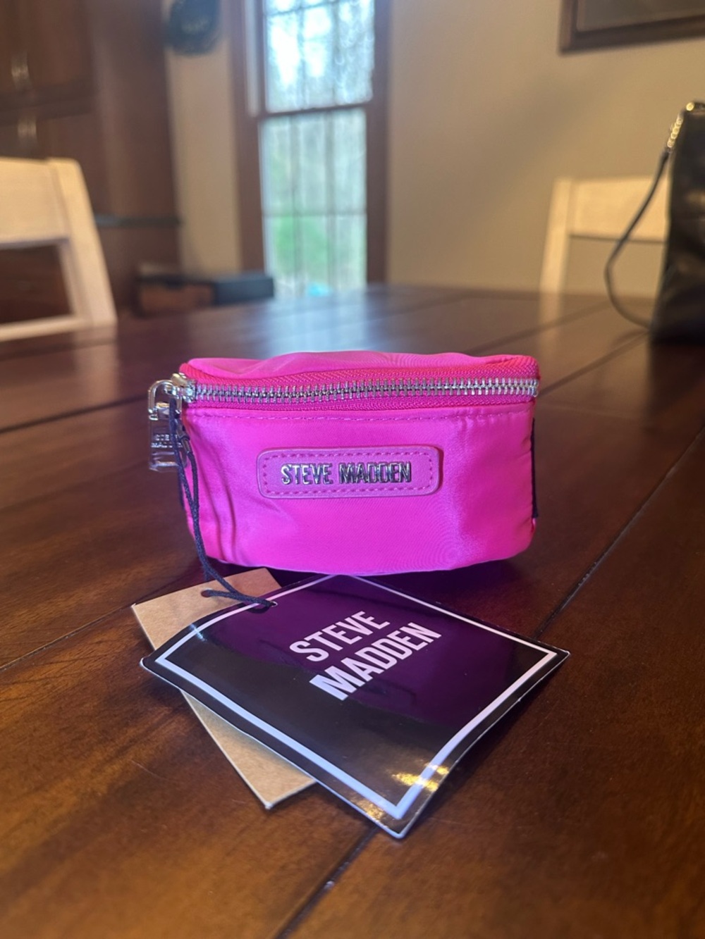 Steve Madden Bright Pink Mini Zip Pouch